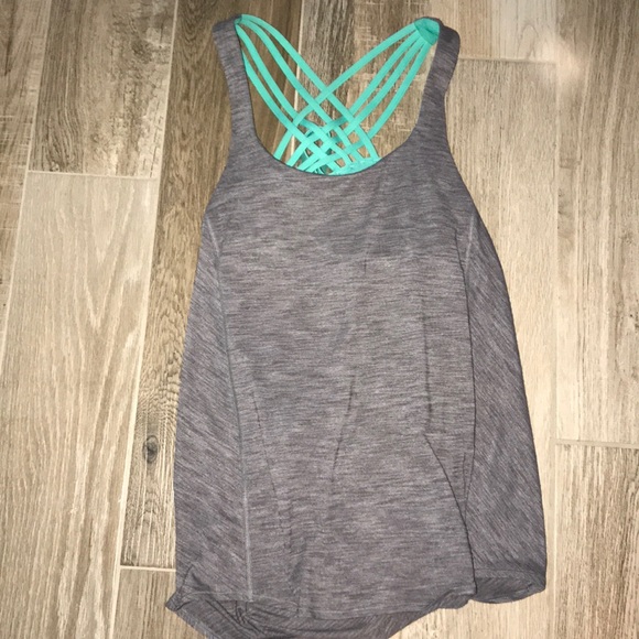 Lululemon Wild Tank Gray and Turquoise sz 8 - Picture 3 of 4